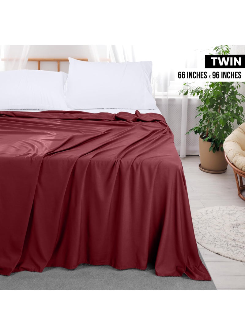 Utopia Bedding Utopia Bedding Flat Sheet - Soft Brushed Microfiber Fabric - Shrinkage & Fade Resistant Top Sheet - Easy Care - 1 Flat Sheet Only (Twin  Burgundy)  - Image 2