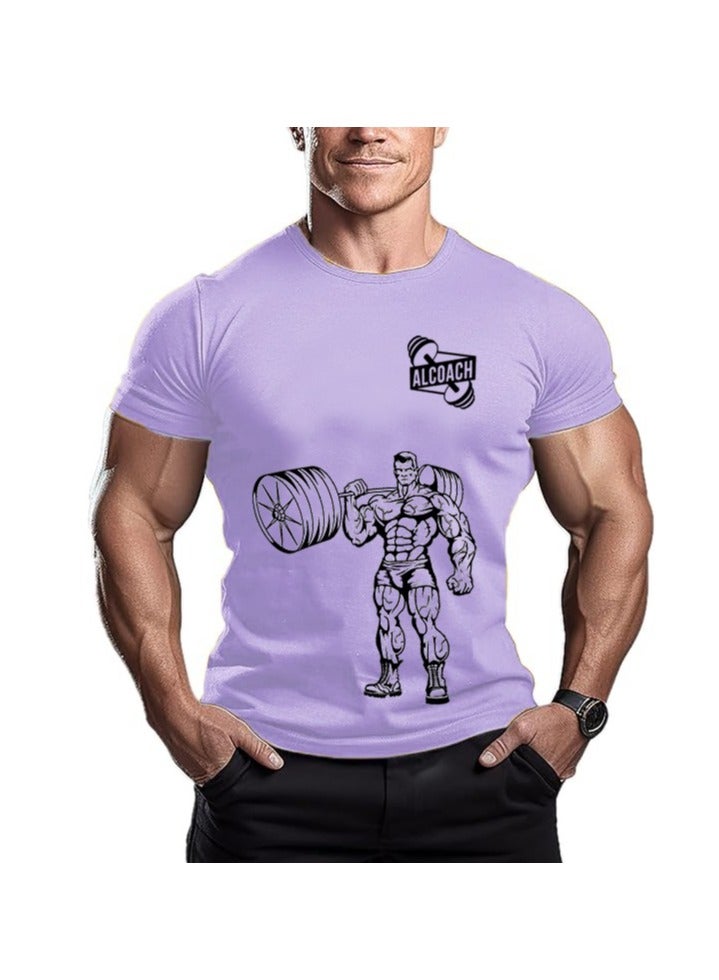 ALCOACH Men's Oversize T-shirt - ALCOACH - NEVER GIVE UP  Printed for exercise gym and bodybuilding  - Image 1