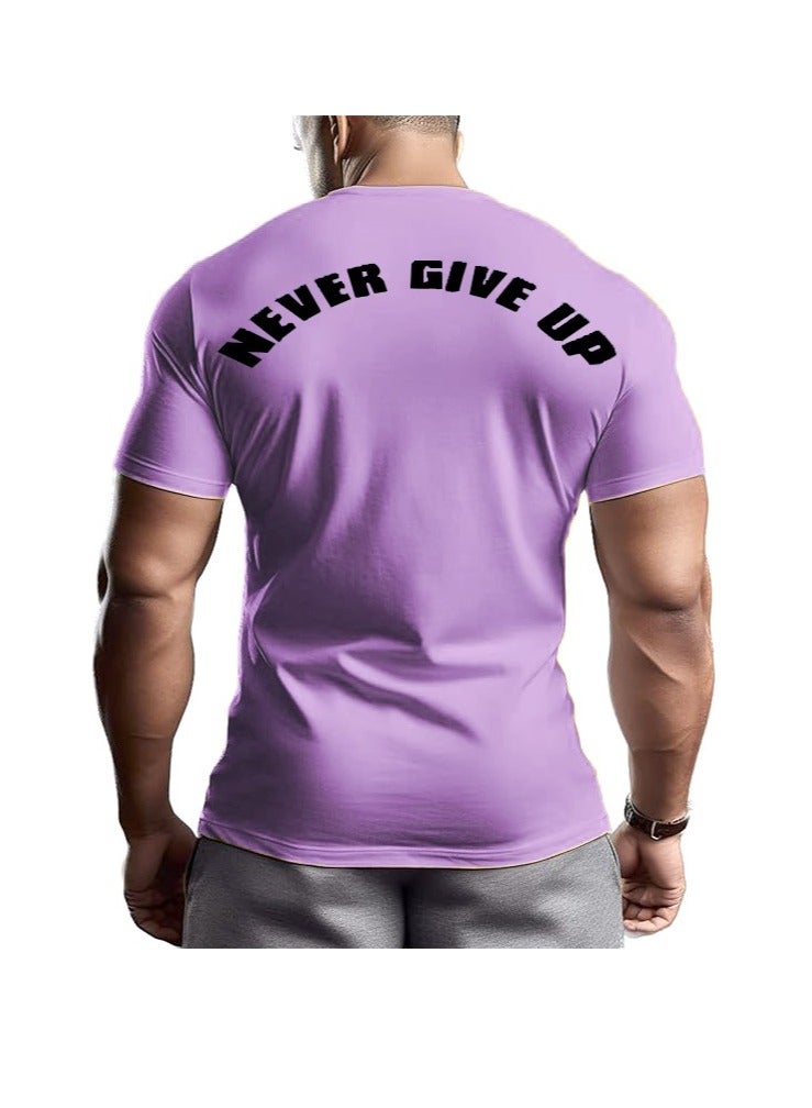 ALCOACH Men's Oversize T-shirt - ALCOACH - NEVER GIVE UP  Printed for exercise gym and bodybuilding  - Image 4
