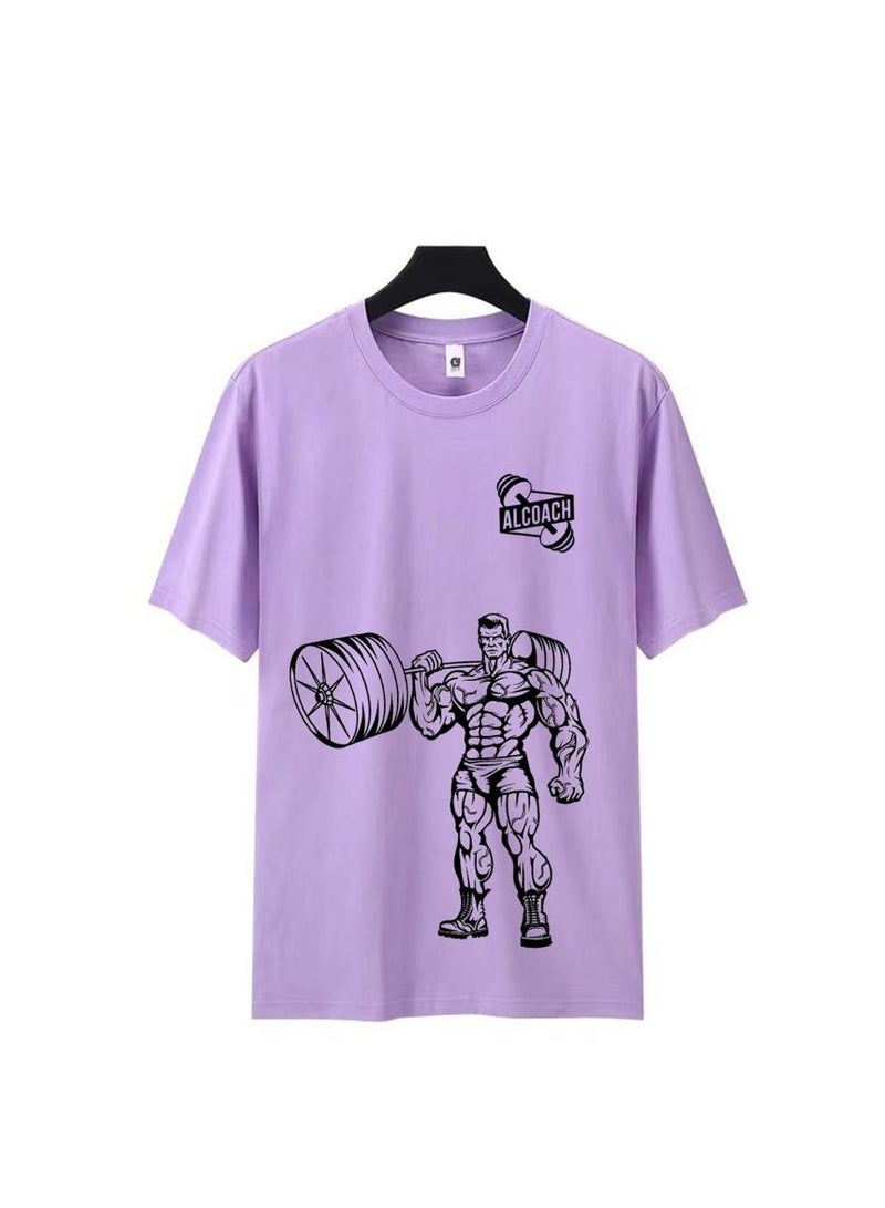 ALCOACH Men's Oversize T-shirt - ALCOACH - NEVER GIVE UP  Printed for exercise gym and bodybuilding  - Image 2
