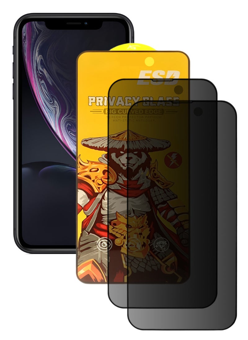 ESD 2 Pieces Tempered Dustproof Privacy Glass Screen Protector Compatible For iPhone XR - Image 1