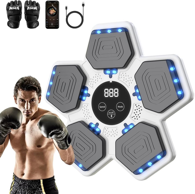 LOLBOX 2025 Music Boxing Machine for Adults and Kids, Smart Bluetooth Boxing Training Equipment with Gloves Wall Mounted, Workout Punching Machine for Home,Office and Gym - Image 1
