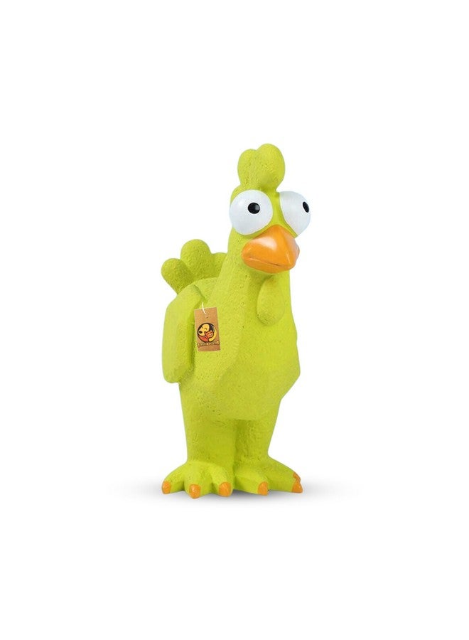 Dog Squeaky Latex Toy - (24Cm) Green Googly Rooster Hen Chicken Squawking Toy For Puppies, Small And Medium Dogs | Natural Rubber, Soft, Animal Design, Fetch & Chew Safe Pet Toy - Image 1