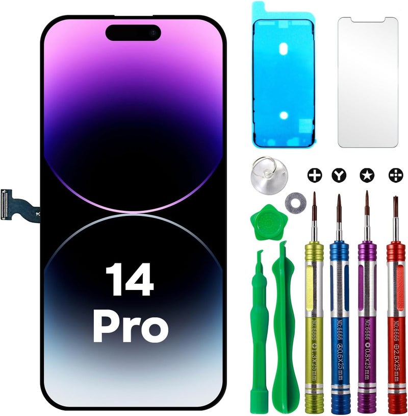 Ace Tech Cellular LCD Screen Replacement for iPhone 14 Pro 6.1 inch (Model A2650, A2889, A2892, A2891, A2890) 3D Touch Screen Display digitizer Repair kit Assembly - Image 1