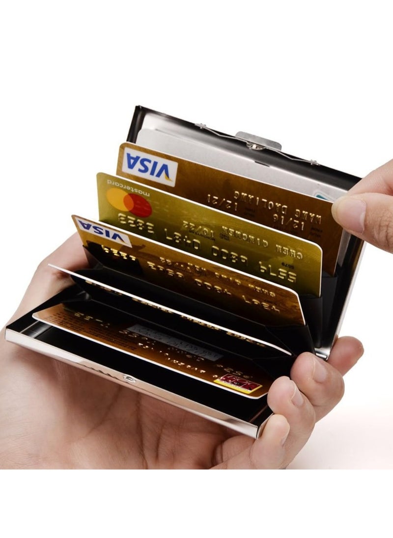 spa luxetique RFID Credit Card Holder Metal Wallet Slim Credit Card Case Protector Business Card Holder for Women or Men  - Image 3