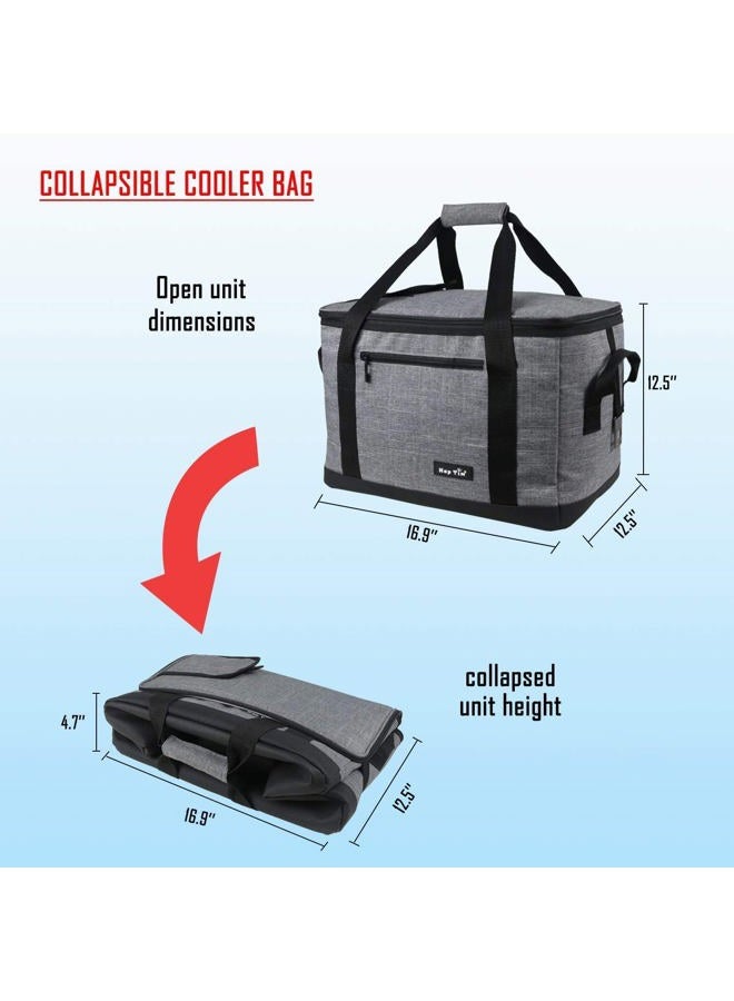 Hap Tim Soft Cooler Bag 40-Can Large Reusable Grocery Bags Soft Sided Collapsible Travel Cooler for Outdoor Travel Hiking Beach Picnic BBQ Party (AE13634-G) - Image 4