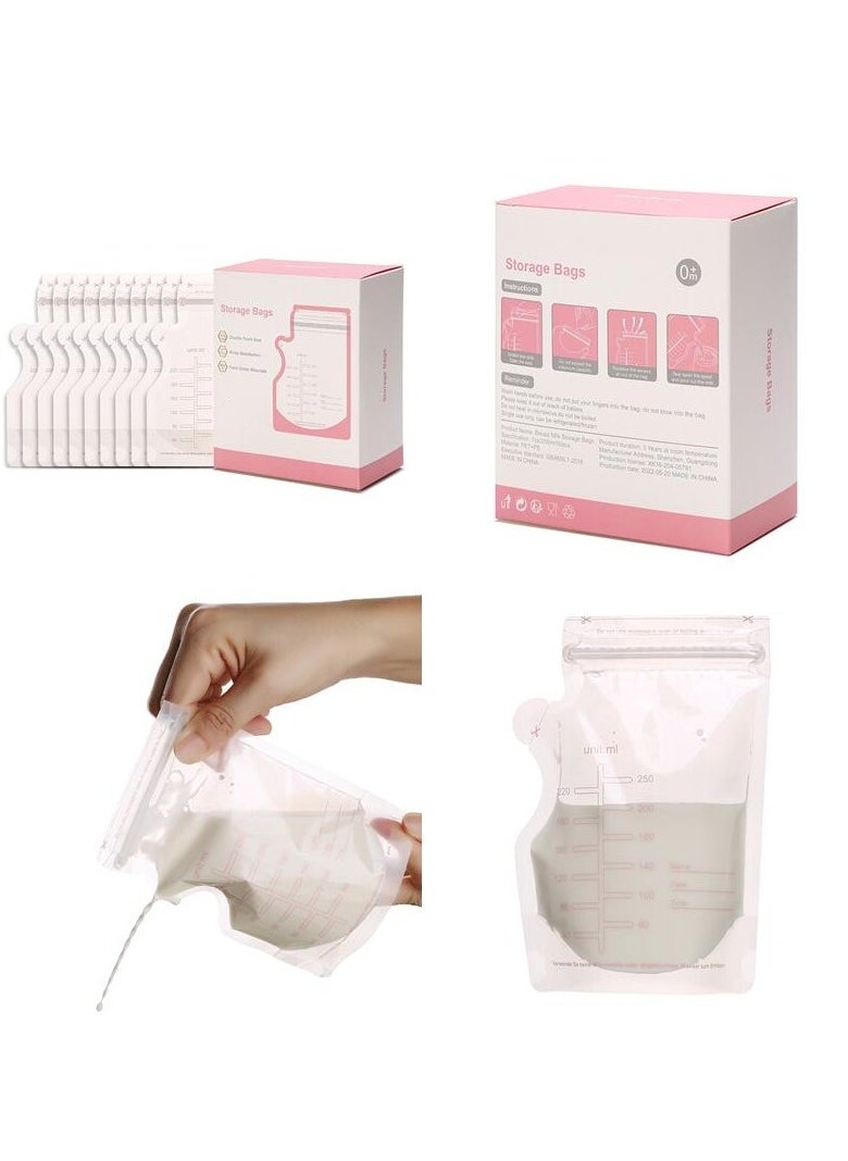 KYD - 130 Piece Baby Self-standing Bottom Design Breast Milk Storage Bags With Double Zipper, 250 ml - Image 1