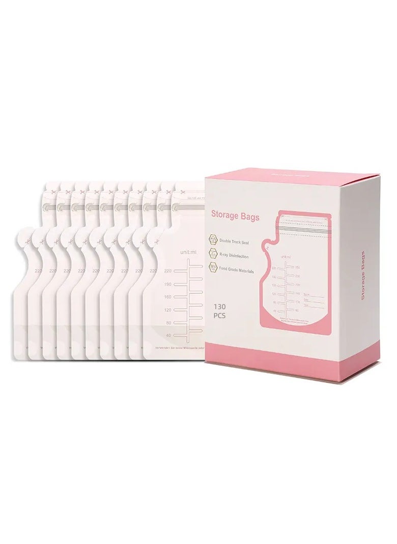 KYD - 130 Piece Baby Self-standing Bottom Design Breast Milk Storage Bags With Double Zipper, 250 ml - Image 1