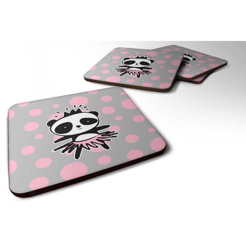 Caroline's Treasures ""Caroline's Treasures Panda Bear Ballerina Foam Coaster Set of 4  3.5  Multicolor"" 