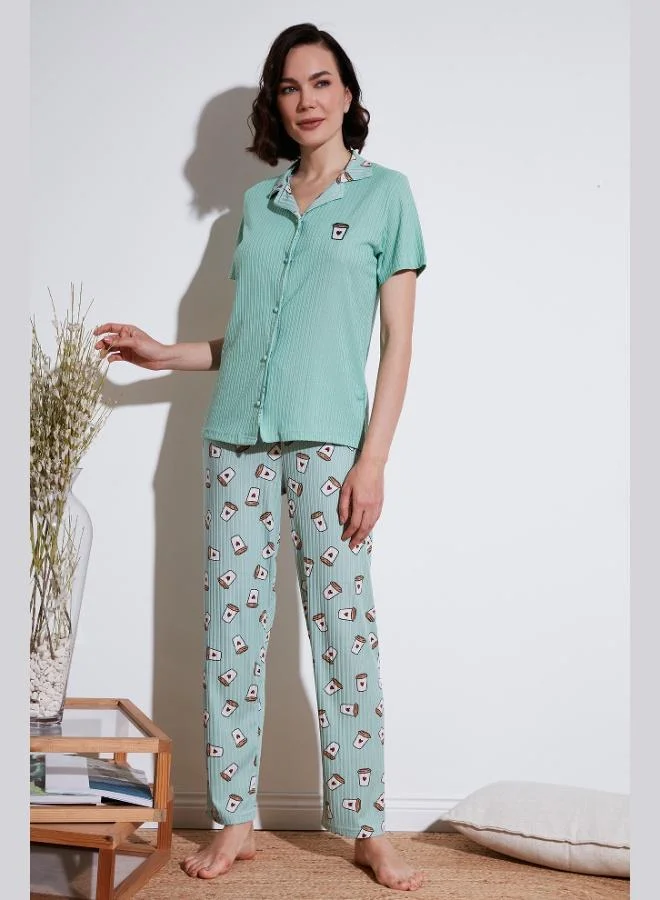 Lela Lela Regular Fit Shirt Collar Short Sleeve Pajama Set Women's PAJAMA SET 65740102