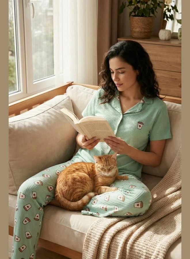 Lela Lela Regular Fit Shirt Collar Short Sleeve Pajama Set Women's PAJAMA SET 65740102