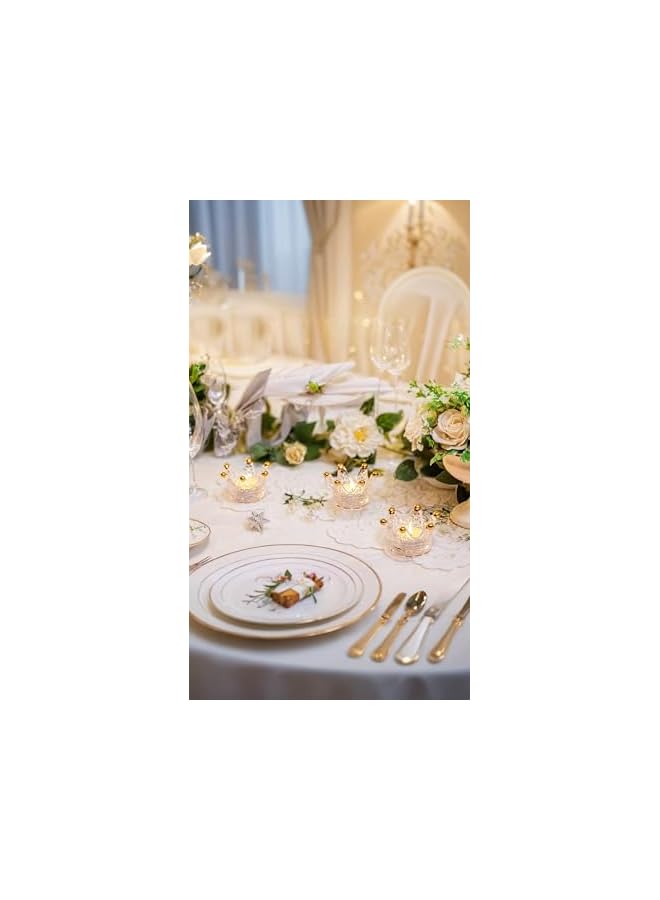 The Bros Crown Glass Candle Holder, Jewelry Storage, Retro Tea Light Holder, for Living Room Wedding Party Decorations (Glass, Gold) - Image 4