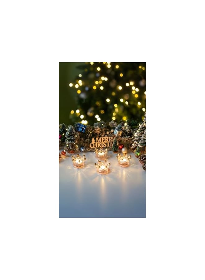 The Bros Crown Glass Candle Holder, Jewelry Storage, Retro Tea Light Holder, for Living Room Wedding Party Decorations (Glass, Gold) - Image 2