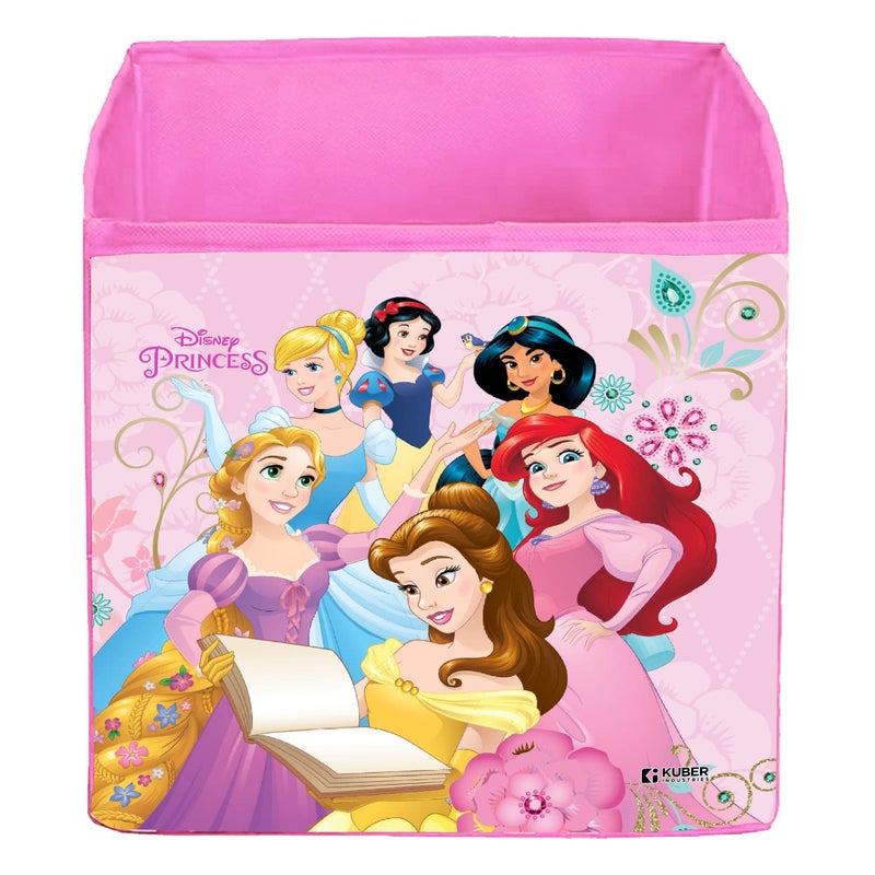 Kuber Industries Kuber Industries Disney Princess Print Storage BoxFoldable Clothes OrganizerCollapsible Storage Basket With Handle For ToysBooks30 LtrPink - Image 2