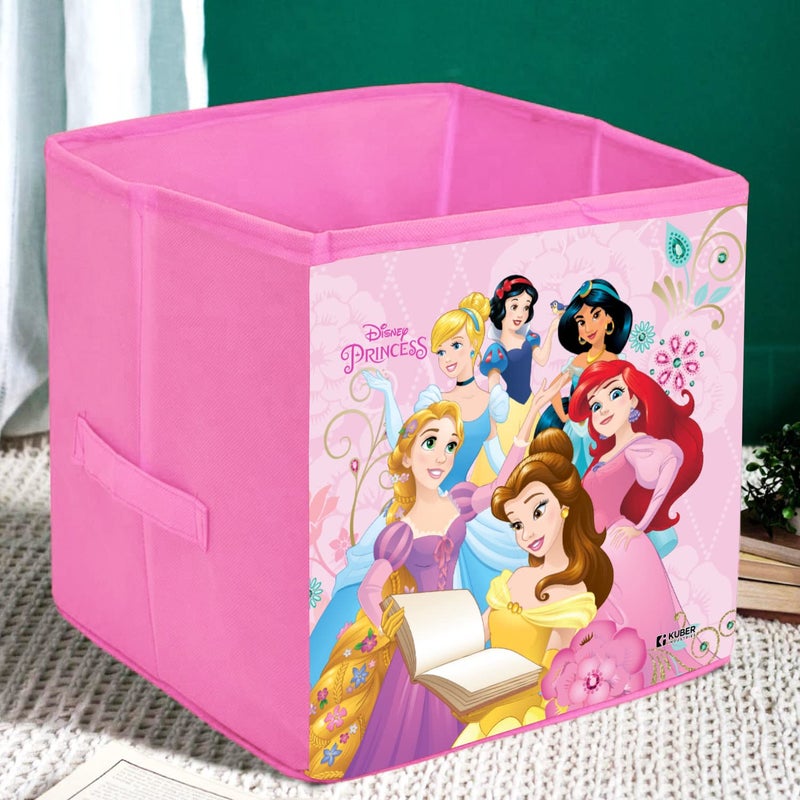 Kuber Industries Kuber Industries Disney Princess Print Storage BoxFoldable Clothes OrganizerCollapsible Storage Basket With Handle For ToysBooks30 LtrPink - Image 3