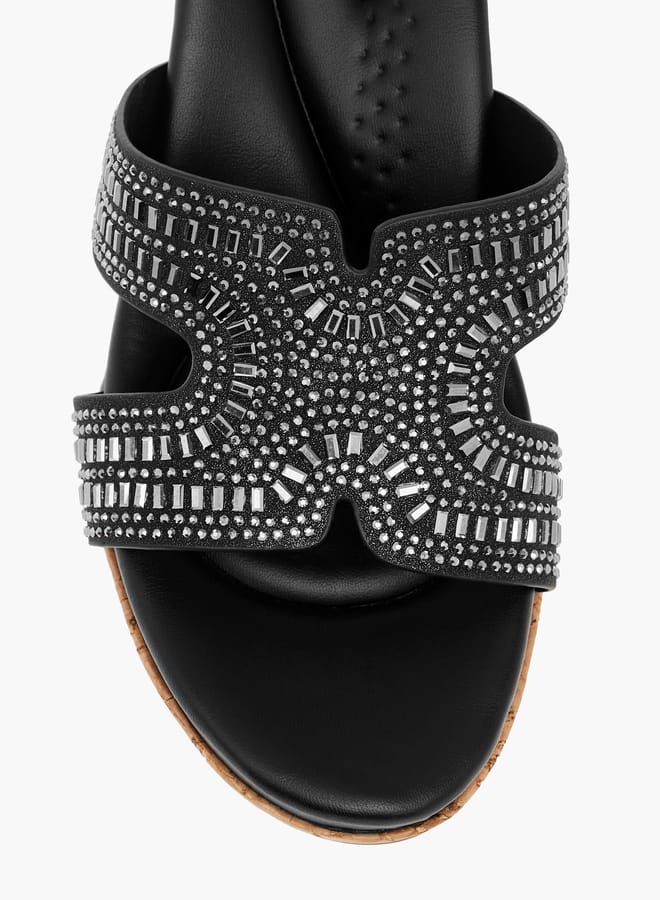 Le Confort Women's Stone Embellished Slip-On Sandals with Block Heels Ramadan Collection - Image 3