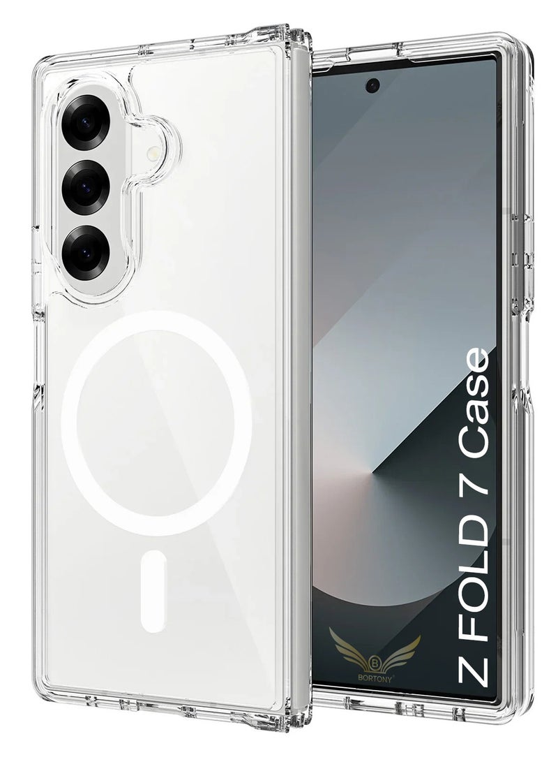 بورتوني حافظة سامسونج جالاكسي Z فولد 7 غطاء مغناطيسي شفاف لهاتف Z فولد 7 حافظة هاتف مقاومة للصدمات لهاتف جالاكسي Z فولد 7، 8.2 بوصة - Image 1