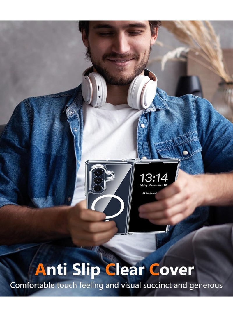 بورتوني حافظة سامسونج جالاكسي Z فولد 7 غطاء مغناطيسي شفاف لهاتف Z فولد 7 حافظة هاتف مقاومة للصدمات لهاتف جالاكسي Z فولد 7، 8.2 بوصة - Image 3