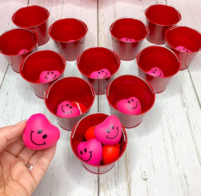 4E'S Novelty Mini 1.5"" Heart Stress Ball (24 Pack) Bulk - Valentines Squishies - For Class Valentines Party Favors For Kids  Valentines Day Gifts For Kids Classroom  Small Size - Image 4