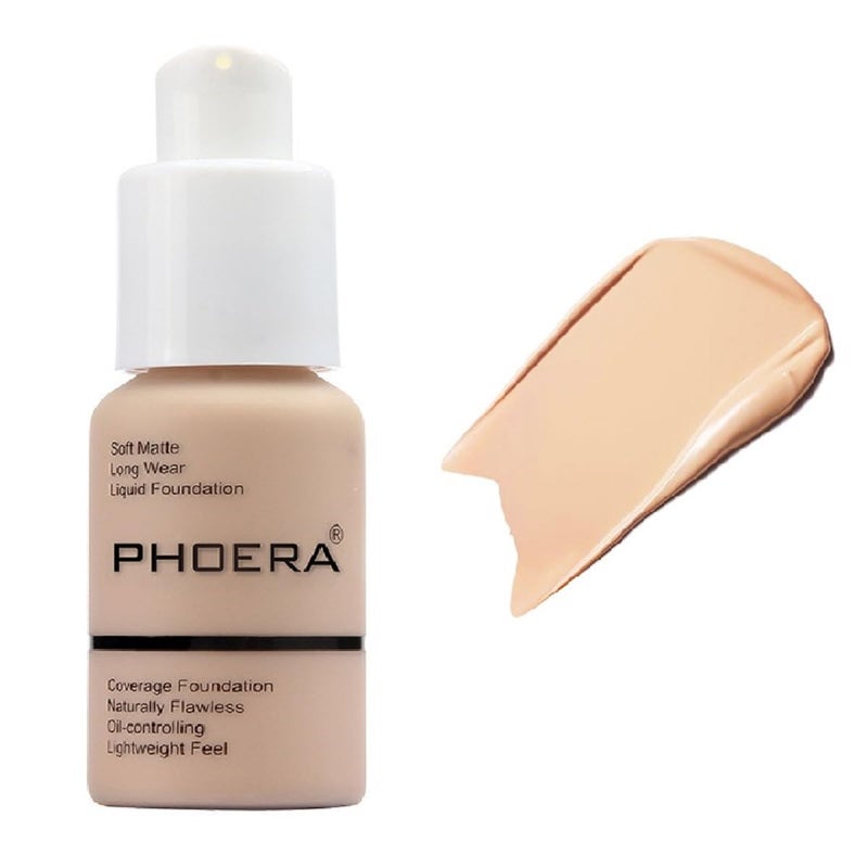 PHOERA FoundationFlawless Soft Matte Liquid 102 Nude Foundation24 HR Oil Control Waterproof Cream Foundation Makeup