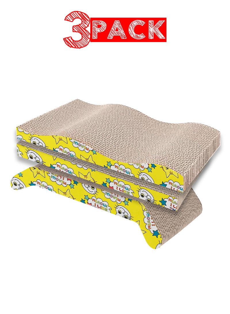 MARGOUN 3 Pack Cat Scratcher Cardboard Cat Scratch Pad with Premium Scratch Textures Design Durable Cat Scratching Pad Reversible - Image 1