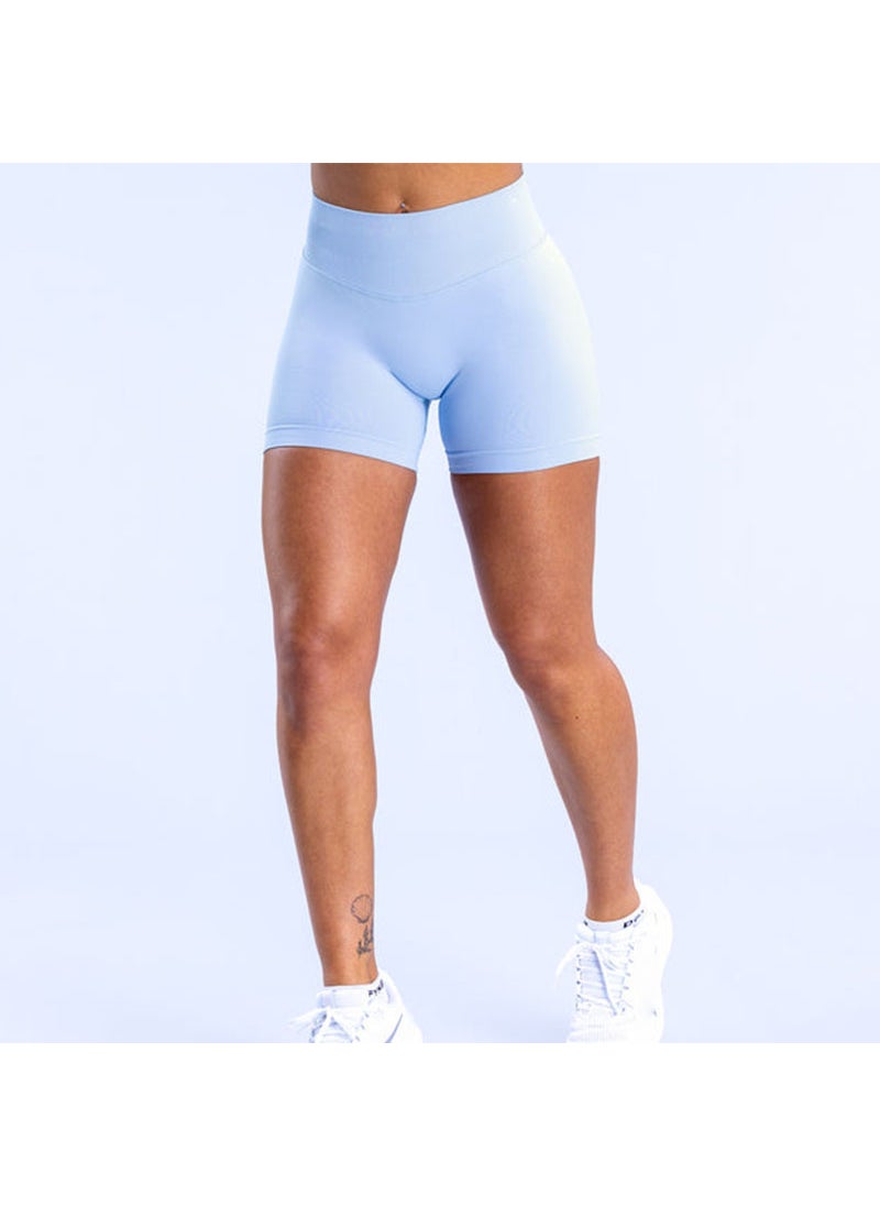 Generic Cross-border European and American Breathable Running Shorts Seamless High Elastic Training Hip Lifting Triple Pants Fitness Yoga Shorts Ice blue ice blue 