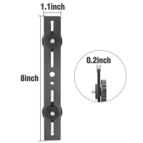 ChromLives Dual Flash Bracket,Chromlives Dual Tripod Mount Bracket,1/4" Dual Camera Mount Flash Extension Bar,8" Dual Tripod Bracket for Camera,LED Light,DSLR Camera,Tripod,Flash Light(2 Pack) - Image 5