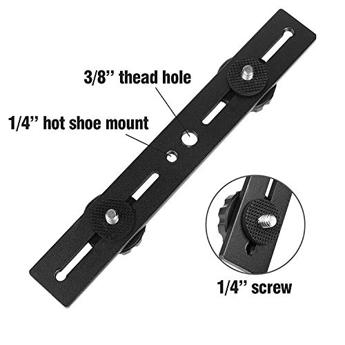 ChromLives Dual Flash Bracket,Chromlives Dual Tripod Mount Bracket,1/4" Dual Camera Mount Flash Extension Bar,8" Dual Tripod Bracket for Camera,LED Light,DSLR Camera,Tripod,Flash Light(2 Pack) - Image 3