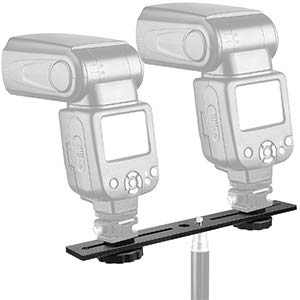 ChromLives Dual Flash Bracket,Chromlives Dual Tripod Mount Bracket,1/4" Dual Camera Mount Flash Extension Bar,8" Dual Tripod Bracket for Camera,LED Light,DSLR Camera,Tripod,Flash Light(2 Pack) - Image 2