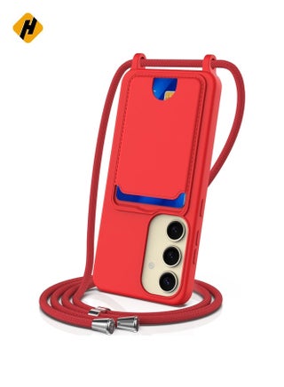 Protective Case Cover For Samsung Galaxy S25 5G Integrated Card Bag Solid Color Liquid Silicone Phone Case with Lanyard (Red) - pzsku/ZAA48B5415B49ADD71910Z/45/_/1739136047/dedf5e07-2b95-4c95-a20a-8ae8f27de0fd