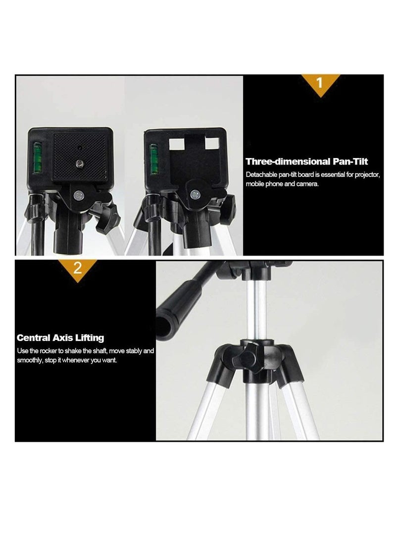 Ntech NTECH Portable Aluminum Alloy Tripod with Phone Holder  JF 3110 28 65cm  Silver Black  - Image 4
