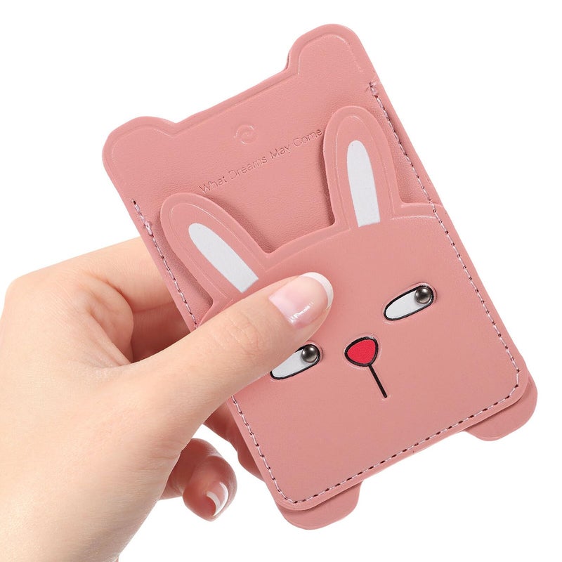 Cute Rabbit PU Leather Adhesive Card Holder Phone Wallet for Travel Daily Use - Image 2