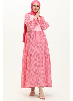 Sefa Merve Plaid Patterned Dress 24Y8964-03 Fuchsia  - Image 2