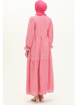 Sefa Merve Plaid Patterned Dress 24Y8964-03 Fuchsia  - Image 5