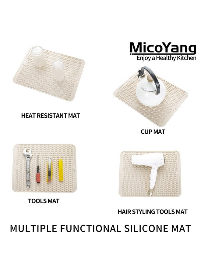 MicoYang Silicone Dish Drying Mat for Multiple Usage,Easy clean,Eco-friendly,Heat-resistant Silicone Mat for Kitchen Counter or Sink,Refrigerator or Drawer liner Tapioca L 16 inches x 12 inches - Image 3
