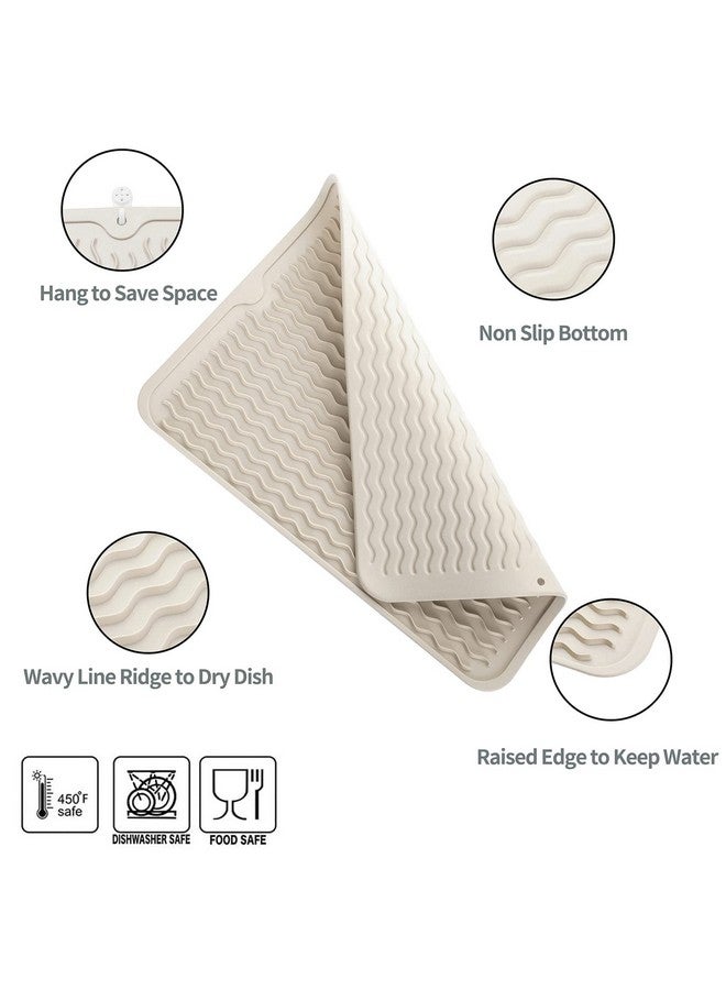 MicoYang Silicone Dish Drying Mat for Multiple Usage,Easy clean,Eco-friendly,Heat-resistant Silicone Mat for Kitchen Counter or Sink,Refrigerator or Drawer liner Tapioca L 16 inches x 12 inches - Image 2