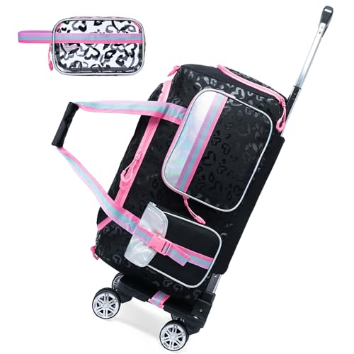 Oruiji Kids Rolling Duffle Bag with Wheels for Girls Overnight Bag with Makeup Bag Dance Bag for Girls Travel Bag with Travel Toiletry Bag Girls Luggage Bag for Travel - Image 1