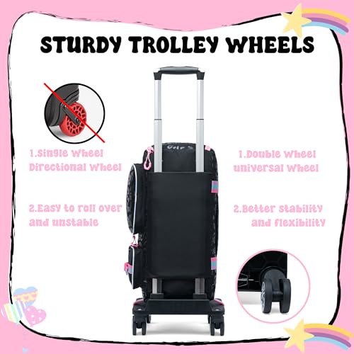 Oruiji Kids Rolling Duffle Bag with Wheels for Girls Overnight Bag with Makeup Bag Dance Bag for Girls Travel Bag with Travel Toiletry Bag Girls Luggage Bag for Travel - Image 4