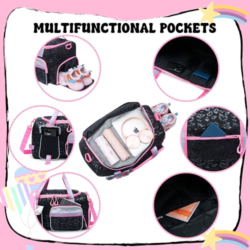 Oruiji Kids Rolling Duffle Bag with Wheels for Girls Overnight Bag with Makeup Bag Dance Bag for Girls Travel Bag with Travel Toiletry Bag Girls Luggage Bag for Travel - Image 5