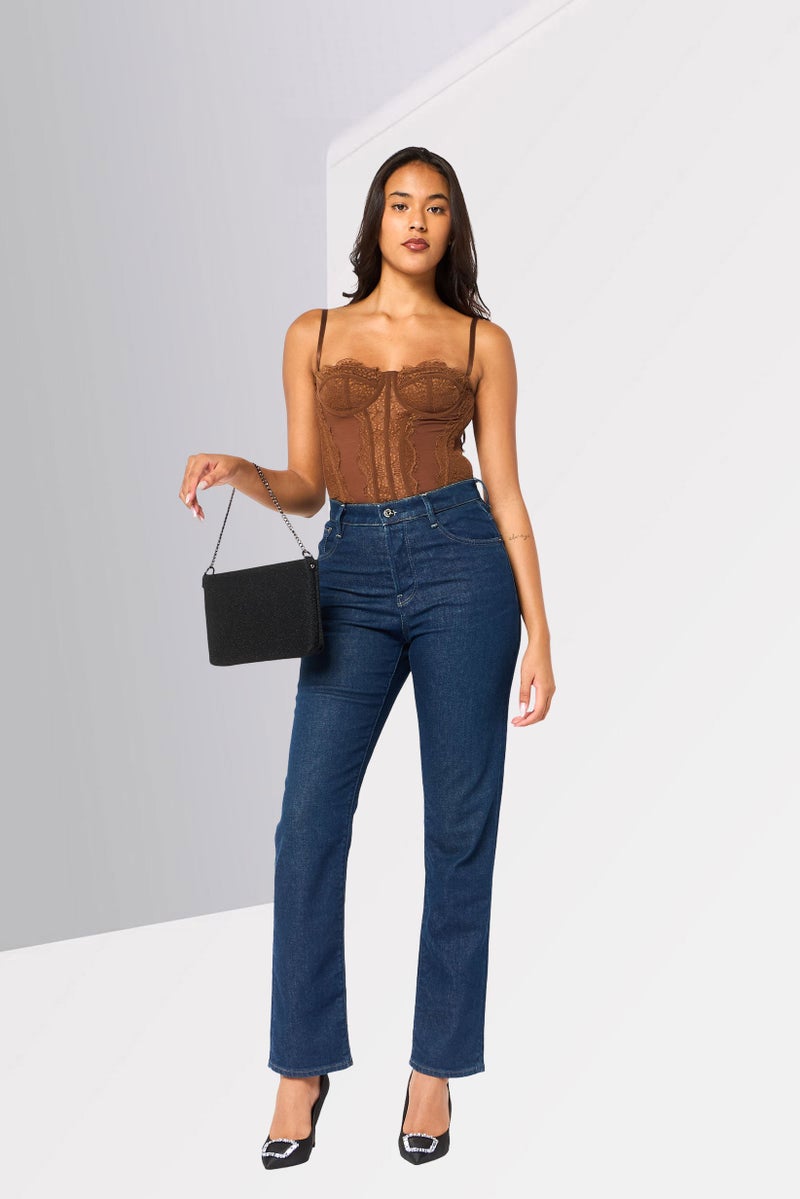 G-Star RAW Women Straight Fit Washed Stretchable Denim, Navy - Image 2