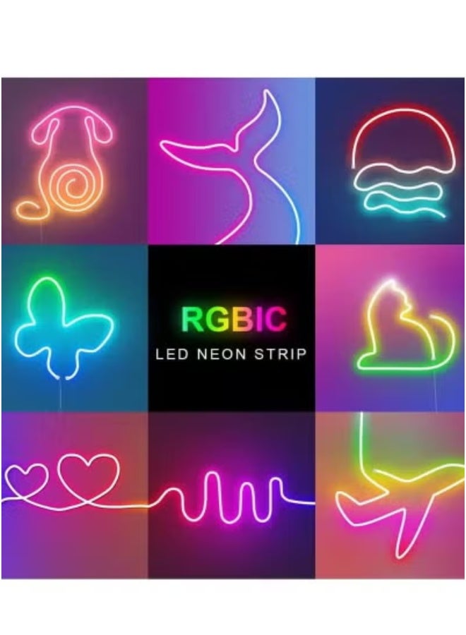 JAJEEK DC5V 5M Smart Neon LED Strip Light with RGBIC Tech | Flexible Waterproof Light Strip with Bluetooth App Control & Music Sync | Customizable RGB Colors & Dynamic Effects for Home, Parties, Gaming Setup & Decor | Easy Peel-and-Stick Installation - Image 3