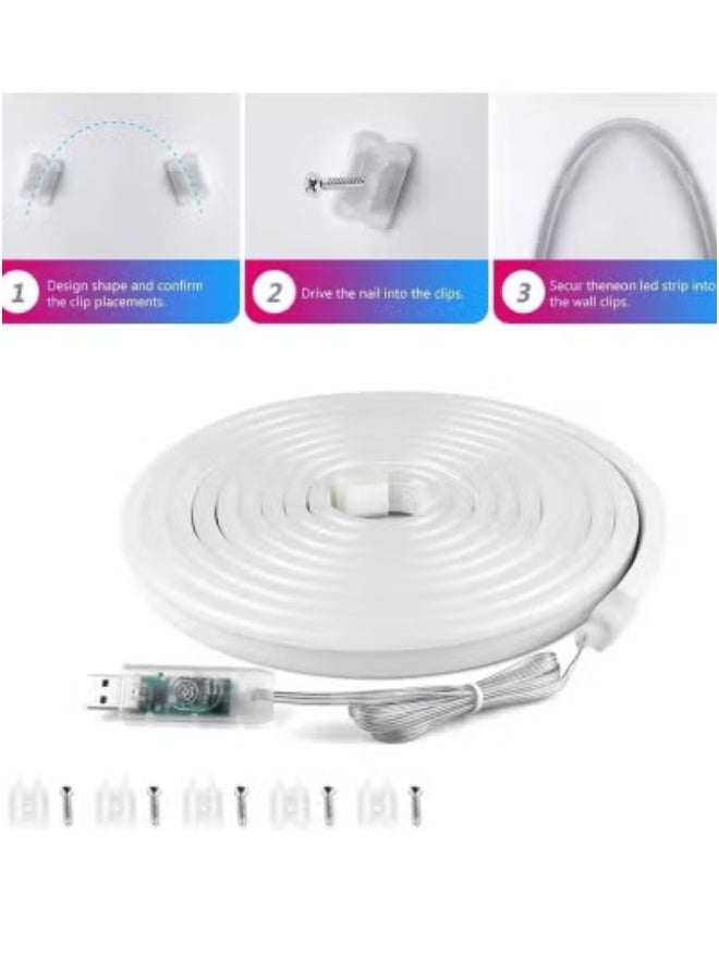 JAJEEK DC5V 5M Smart Neon LED Strip Light with RGBIC Tech | Flexible Waterproof Light Strip with Bluetooth App Control & Music Sync | Customizable RGB Colors & Dynamic Effects for Home, Parties, Gaming Setup & Decor | Easy Peel-and-Stick Installation - Image 4