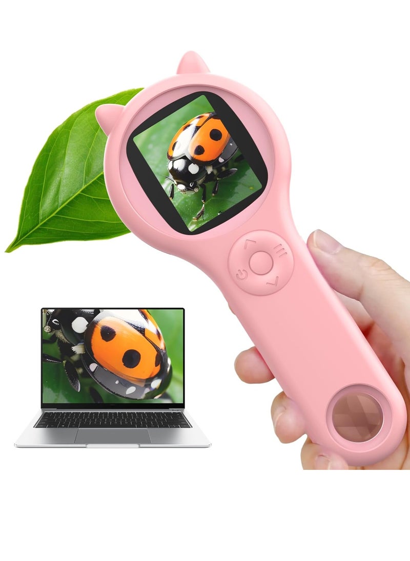 Bukela - Handheld Microscope for Children, 2.0 Inch IPS Screen, 200X Portable Pocket Microscope for Children, 3 Levels Adjustable LED Lights, USB Connection to PC, Mini Microscope for Children from 3-12 Year Old - Image 1