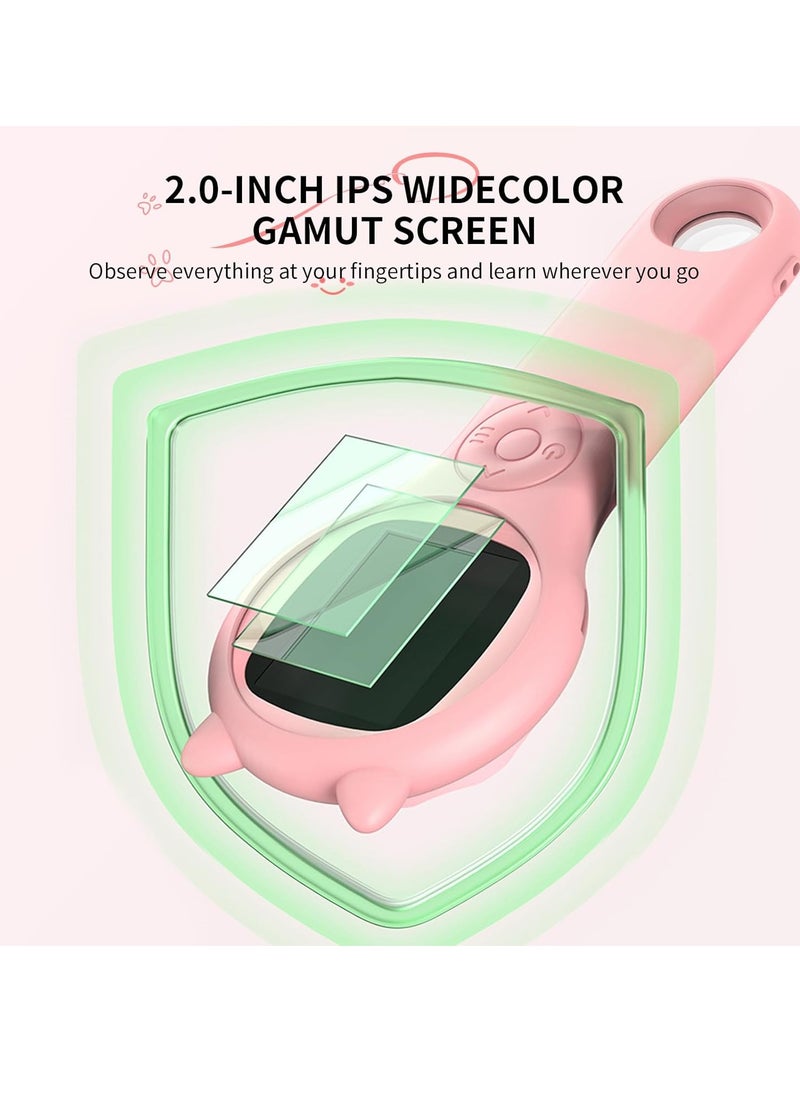 Bukela - Handheld Microscope for Children, 2.0 Inch IPS Screen, 200X Portable Pocket Microscope for Children, 3 Levels Adjustable LED Lights, USB Connection to PC, Mini Microscope for Children from 3-12 Year Old - Image 1