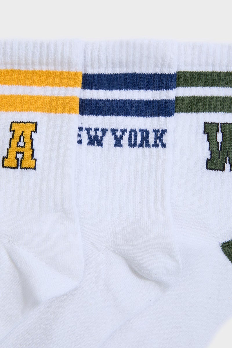 DeFacto White Boy Boy 3 Piece Cotton Long Socks Casual - Image 4