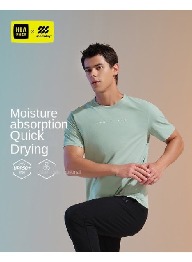 HLA Uv Protection】men's Quick-dry Round Neck 3d Print Short-sleeve T-shirt For Summer Sports - Image 1