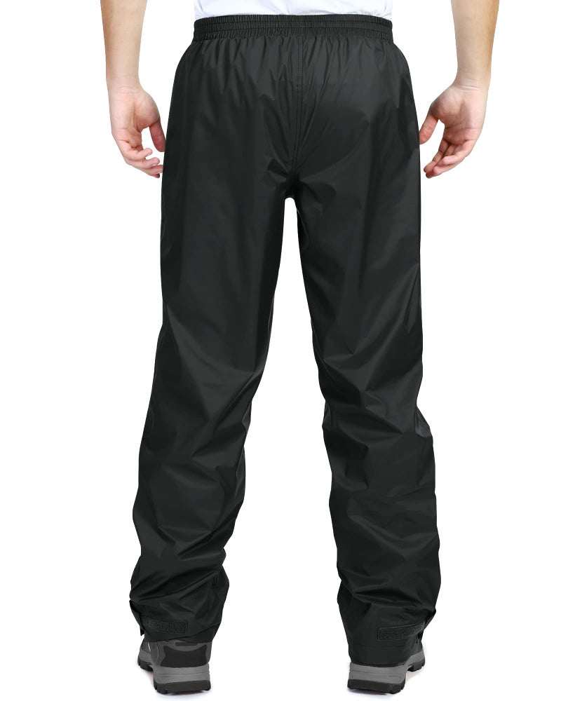 33,000ft Men's Rain Pants, Waterproof Rain Over Pants, Windproof Outdoor Pants for Hiking, Fishing Black - Image 2