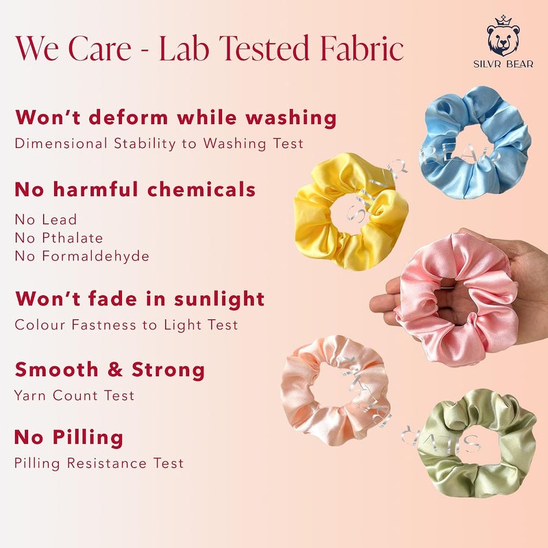 Silvr Bear Luxury Satin Scrunchies SAME 5 COLORS AS PIC, Anti-Hair-Breakage, Hair Ties, Scrunchies Set for Girls, Women, Best gift for Sister, Friend, Mom (Pastel Shades) - Image 5