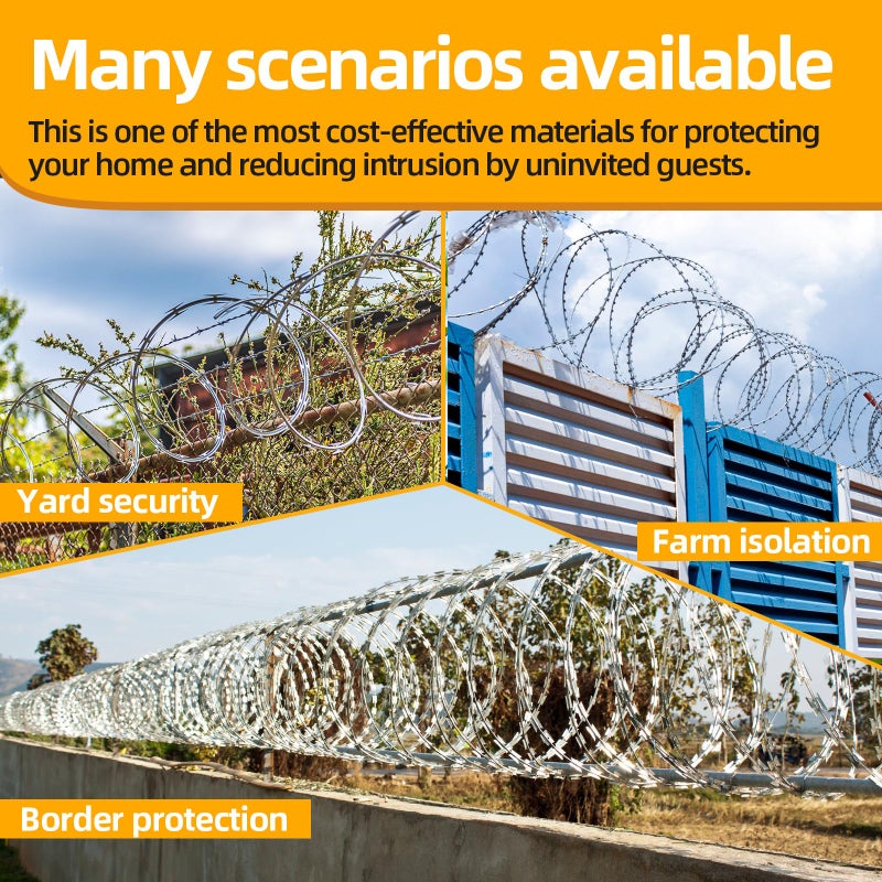 AggFencer 49ft Barbed Razor Wire, Hot-Dip Galvanized Barb Wire Roll for Crafts Fences, Fence for Critter Deterrent - Image 4