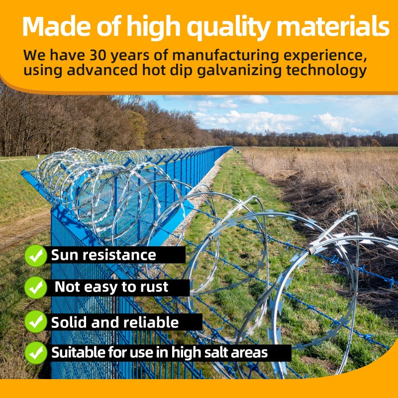 AggFencer 49ft Barbed Razor Wire, Hot-Dip Galvanized Barb Wire Roll for Crafts Fences, Fence for Critter Deterrent - Image 3
